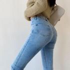 Asymmetrical Mid Waist Flared Jeans