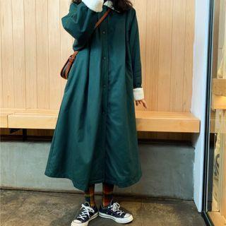 Fleece Lined Long Coat As Shown In Figure - One Size