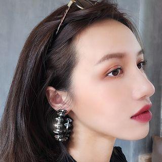 Alloy Rhinestone Open Hoop Earring 1 Pair - As Shown In Figure - One Size