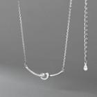 Knot Rhinestone Pendant Sterling Silver Necklace Silver - One Size