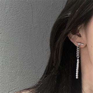 Faux Pearl Alloy Dangle Earring 1 Pair - Silver Needle - Silver - One Size