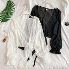 Long-sleeve Cropped Chiffon Top