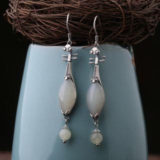 Faux Gemstone Alloy Dangle Earring 1 Pair - Silver - One Size