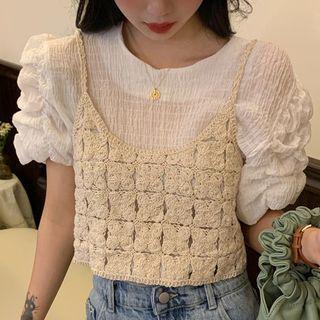 Puff-sleeve Top / Spaghetti Strap Top