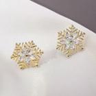 Rhinestone Alloy Snowflake Earring A158 - 08 - White & Gold - One Size