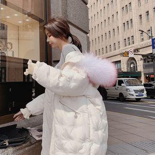 Snowflake Embroidered Hooded Padded Coat