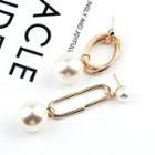 Non-matching Faux Pearl Dangle Earring 1 Pair - Gold - One Size