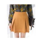 Pintuck Zip-back Mini Skirt