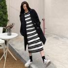 Long-sleeve Striped Loose-fit Dress As Figure - One Size