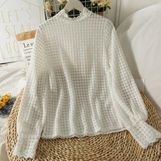Mock-neck Loose-fit Lace Top