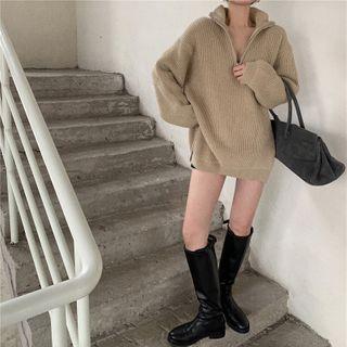 Turtle-neck Loose-fit Knit Sweater As Figure - One Size