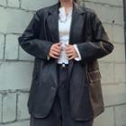 Faux Leather Double Bresated Blazer