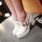 Chunky Heel Buckled Shoes