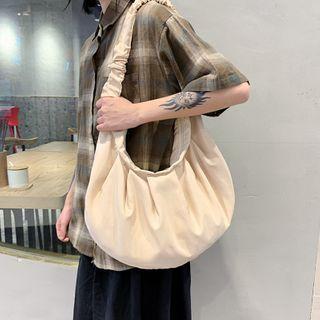 Shirred Canvas Crossbody Hobo Bag