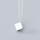 925 Sterling Silver Square Pendant Necklace Silver - One Size