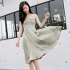 Shirred Midi A-line Dress