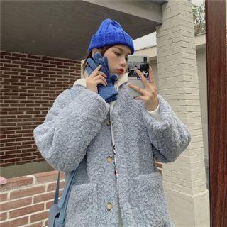 Fleece V-neck Padded Coat
