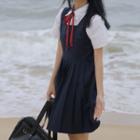 Short-sleeve Shirt / Pleated A-line Overall Dress