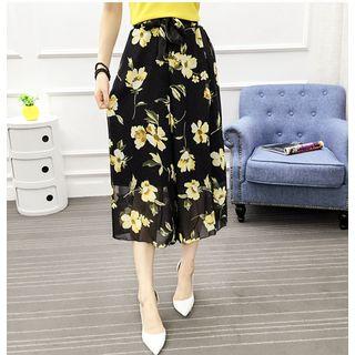 Floral Print Chiffon Culottes