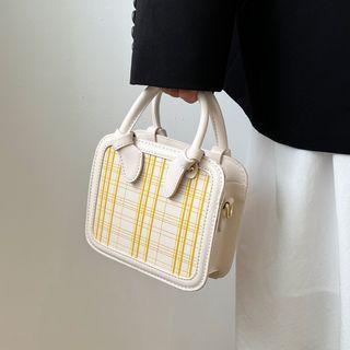 Plaid Faux Leather Mini Handbag