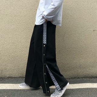 Plaid Print Wide-leg Pants