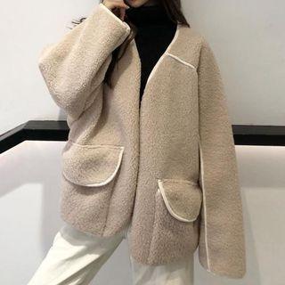 Pocketed Fleece Open Front Jacket