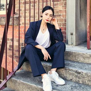 Formal Pinstriped Longline Blazer