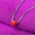 Heart Pendant Sterling Silver Necklace Necklace - Love Heart - Red - One Size