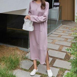 Drop-shoulder Pocket-front Dress