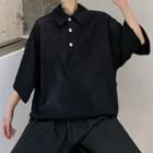 3/4-sleeve Loose-fit Polo Shirt