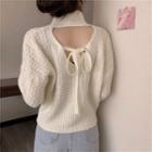 Cutout Turtleneck Cable Knit Sweater