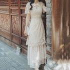 Traditional Chinese Short-sleeve Lace Maxi Dress