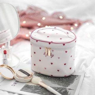 Heart Print Zip Makeup Pouch