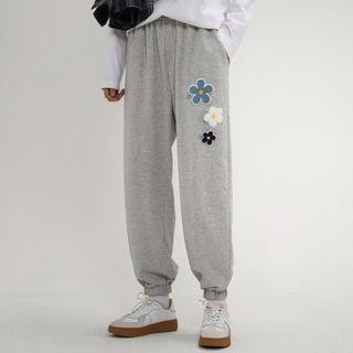Floral Embroidered Harem Sweatpants
