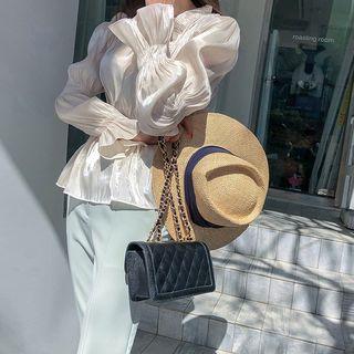 Square-neck Shimmer Peplum Blouse