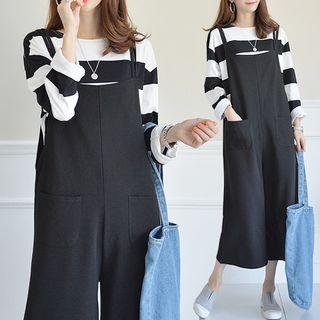Cropped Wide-leg Overall Pants