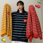 Long-sleeve Color-block Striped Sweatshirt