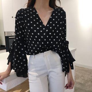 Long-sleeve Star Printed Ruffled Shirt