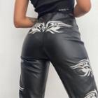 Faux Leather Printed High-waist Wide Pants