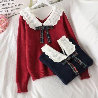 Bow-accent Loose-fit Sweater - 2 Colors