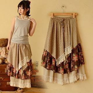 Floral Panel Maxi Skirt