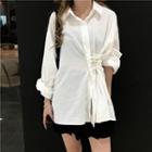 Asymmetrical Lace-up Shirt White - One Size