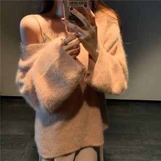 V-neck Sweater / Strappy Midi Dress