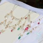 Retro Faux Crystal Layered Necklace