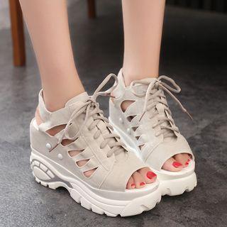 Lace-up Platform Cutout Sneakers