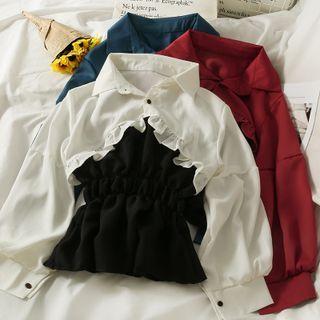 Ruffle-trim Mock Two-piece Shirt