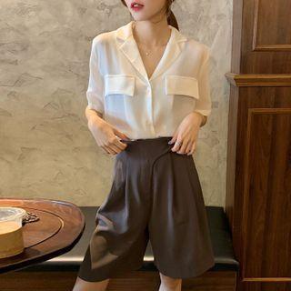 V-neck Short-sleeve Blouse / Shorts
