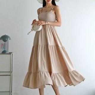 Sleeveless Smocked Long Tiered Dress