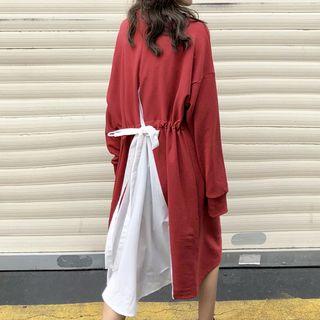 Long-sleeve Drawstring Back Pullover Dress