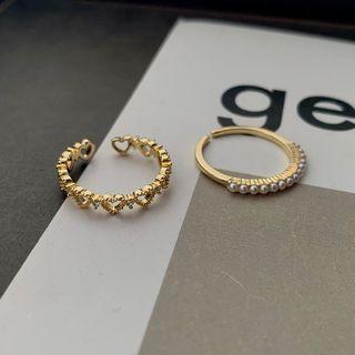 Heart / Heart Faux Pearl Alloy Open Ring / Set